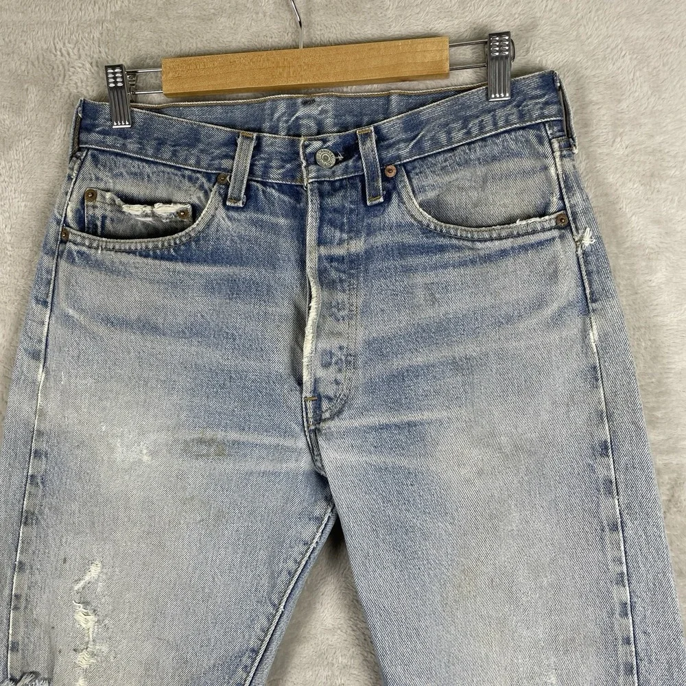Vintage Levis 501 Jeans Mens 30x30 Redline Selvedge 1980s Made in USA Whiskers